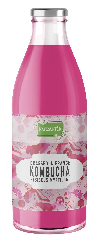 Kombucha saveur Hibiscus Myrtille Bio - 750 ml