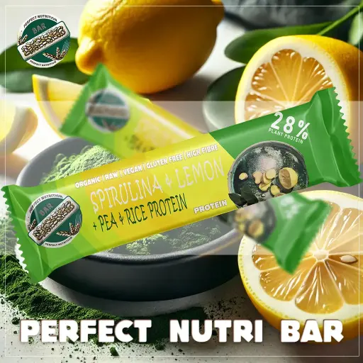 Perfect Nutri Bar – Spiruline, Pois, Citron, Protéine de Riz – 40 g 🍃🍋
